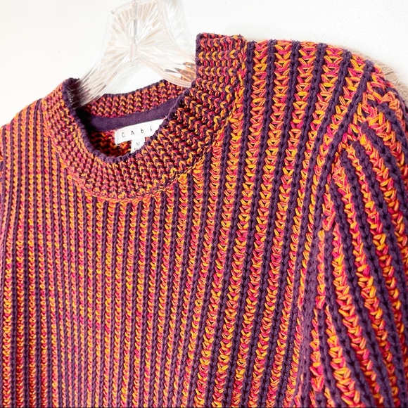 CAbi Melange Lava Cable Knit Ribbed Crewneck Pullover Sweater Size M - Picture 3 of 14